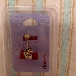Claire’s gold unicorn 🦄 14G belly button ring, new with tags